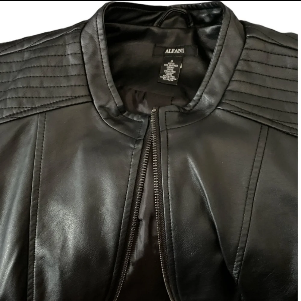 Alfani Faux Leather Moto Jacket, Size S - Picture 3 of 5